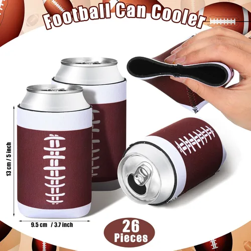 Vista 2 de Ziliny 26 fundas para enfriar latas de fútbol, botellas de cerveza, botellas aislantes plegables a granel para amantes del fútbol, fiestas temáticas