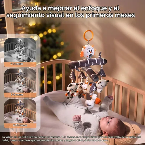 Vista 4 de TUMAMA - Juguete móvil para cuna de bebé en blanco y negro para 0, 3, 6, 9