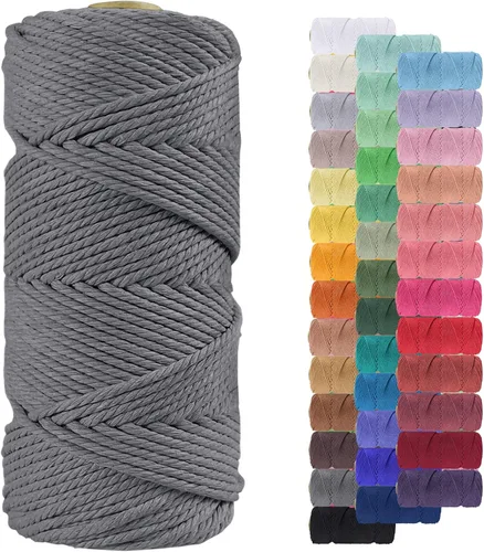 Vista 128 de Cordón de macramé de 0.079 pulgadas, cuerda de algodón natural de 109 yardas, hilo de cuerda de macramé para manualidades, ganchos de pared