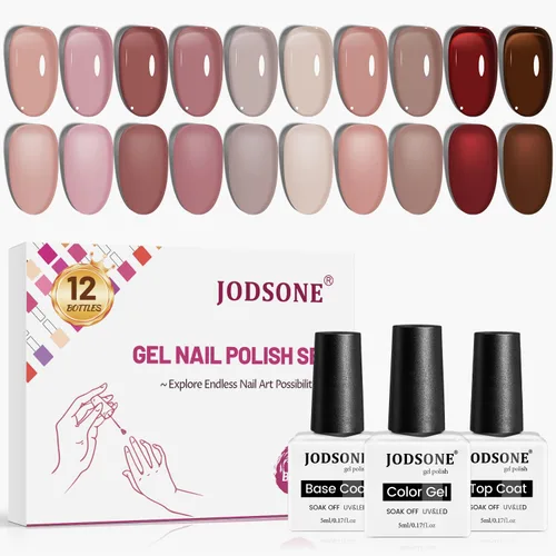 Vista 22 de JODSONE - Juego de 100 esmaltes de uñas de gel (5 ml cada uno) con capa base que no se limpia, capa de base que se borra y capa superior mate