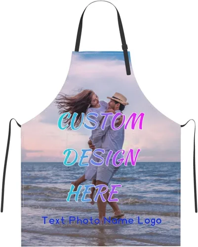 Vista 13 de Delantal personalizado para hombres y mujeres, delantal ajustable unisex con bolsillos, delantales personalizados para cocinero y chef