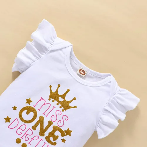 Vista 4 de Conjunto de ropa para bebé niña de primer cumpleaños con falda tutú con diadema