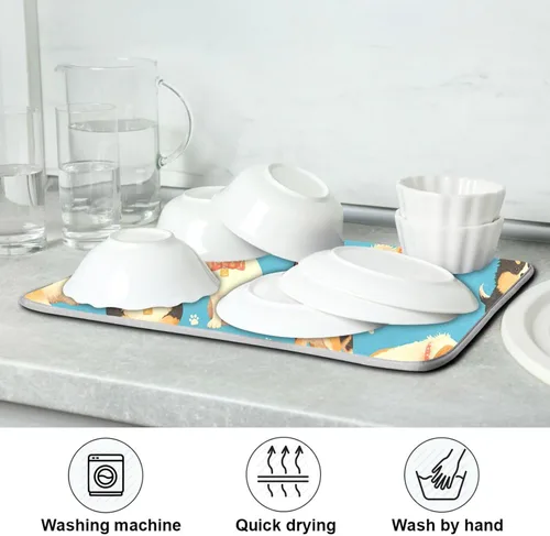 Vista 7 de Wfrish Tapete de secado de platos para perros y cachorros, tapete de secado con lazo para colgar, tapete escurridor de platos absorbente, tapete