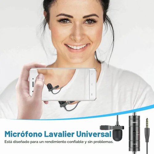 Vista 3 de BOYA BY-M1S Micrófono de solapa Lavalier profesional Micrófono de condensador omnidireccional para iPhone Android Smartphone Cámara DSLR