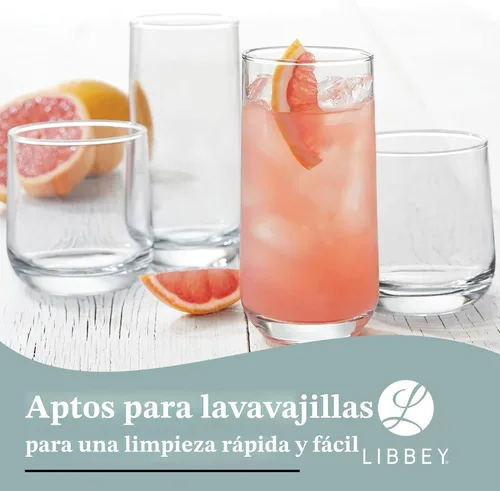 Vista 5 de Libbey Ascent Tumbler and Rocks - Juego de 16 vasos de vidrio con curvatura, juego de cristalería versátil para fiestas y más
