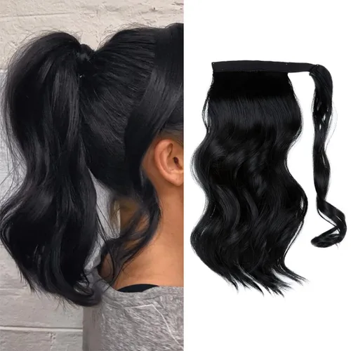 Vista 13 de CJL HAIR 14" Extensión de cola de caballo corta con cabello rizado y ondulado, clip en la cola de caballo, extensión de pelo sintético falso