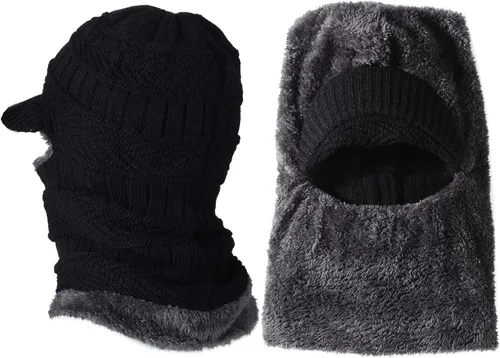 Vista 5 de Syhood Knitted Balaclava Beanie Hat Winter Neck Warmer Ski Face Cover Neck Gaiter
