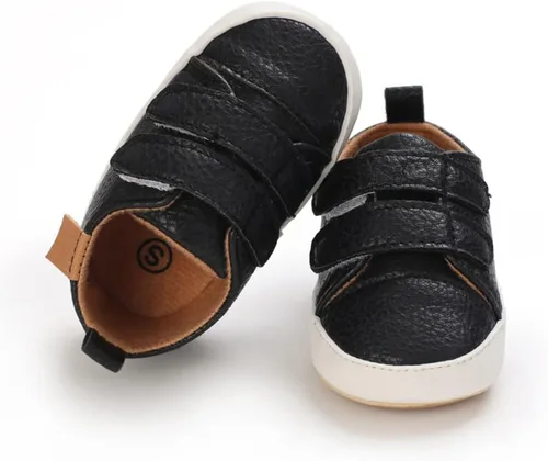 Vista 4 de Clowora Zapatos para bebés niños y niñas, suela de goma antideslizante, zapatos de cuna para recién nacidos, mocasines planos.