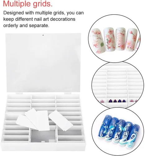 Vista 3 de Semme Organizador de uñas falsas, caja de almacenamiento de uñas, caja de exhibición, contenedor de decoración de uñas, caja de almacenamiento vacía