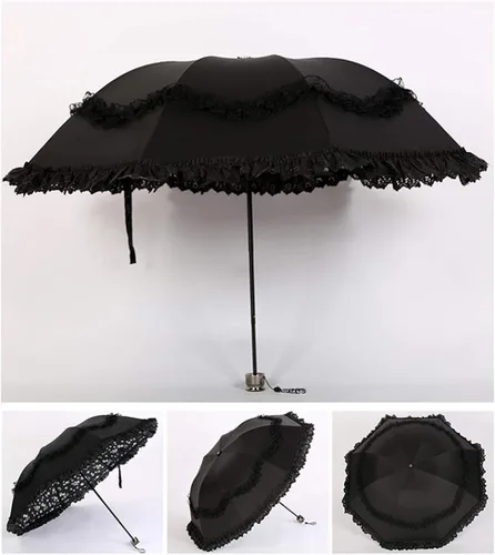 Vista 47 de Honeystore Paraguas plegable a prueba de rayos ultravioleta Princess Lace Parasol con cúpula anti-UV