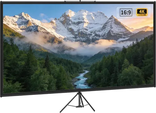 Vista 8 de Pantalla de proyector de trípode con soporte 16:9 4K HD, soporte de pantalla de proyección sin arrugas, pantalla portátil ajustable para proyector