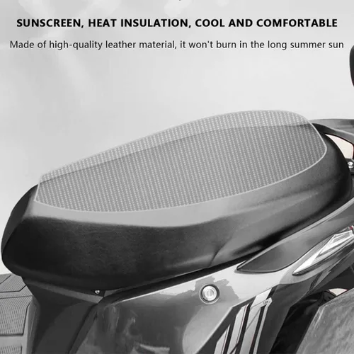 Vista 3 de Funda universal para asiento de motocicleta con elástico, cuero PU transpirable, funda impermeable para asiento para la mayoría de asientos de Negro
