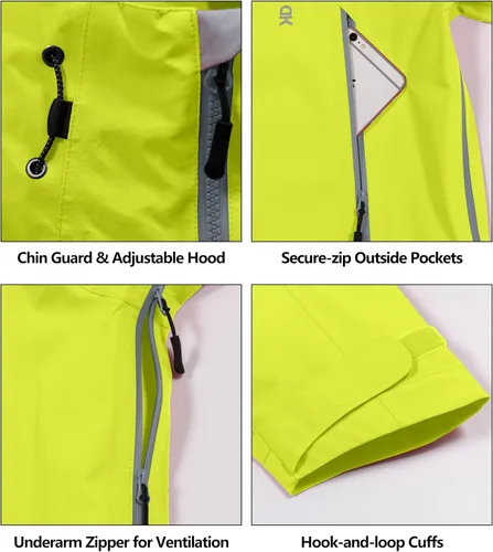 Vista 5 de Little Donkey Andy Men's High-performance 3L Hard Shell Waterproof Rain Jacket Breathable Rain Gear for Hiking,Travelling
