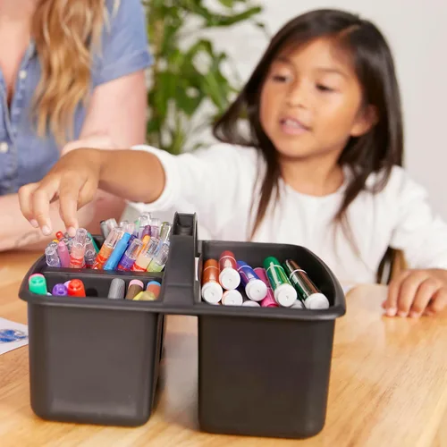 Vista 8 de ECR4Kids Organizador de plástico pequeño de 3 compartimentos, organización multiusos, negro, paquete de 6