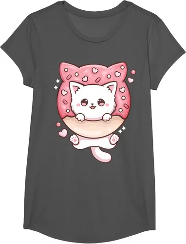 Vista 31 de Camiseta Kawaii Cat Donut Anime Lover Otaku, Negro