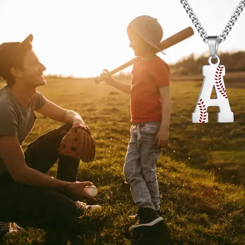 Vista 2 de Juego de regalos de béisbol, collar de fútbol con letras A-Z para hombres, calcetines de béisbol y pulseras de béisbol para amantes del béisbol