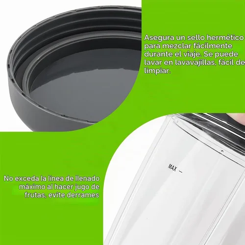Vista 7 de 2 vasos de repuesto reutilizables de 24 onzas para licuadoras Nutribullet de 600 W / 900 W con tapa, vaso de repuesto lavable
