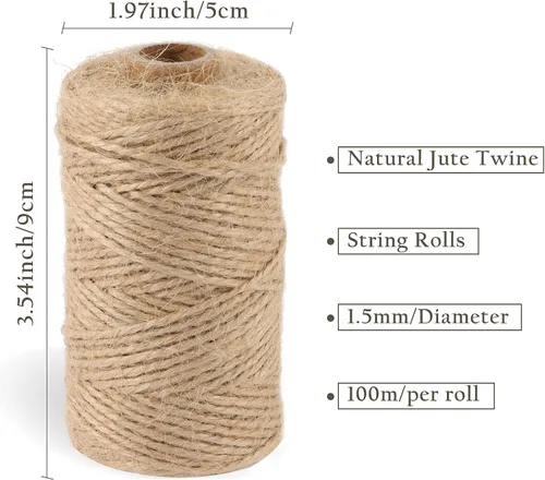 Vista 2 de Handyman Crafts Cuerda de yute natural (1.5mm/2mm/3mm/6mm) Cuerda duradera para manualidades, aplicaciones de jardinería, jardinería doméstica