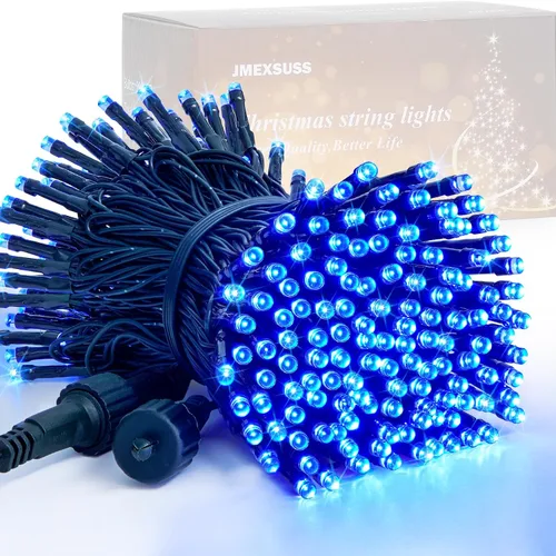Vista 20 de JMEXSUSS Guirnalda de luces de Navidad de 200 LED azules y blancas, 66 pies, de exterior, expansible, para árbol, fiesta o decoración de hogar