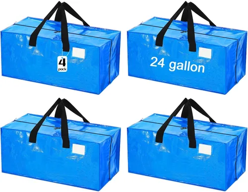 Vista 15 de 4 Piezas Bolsas de Mudanza Grandes con Cremallera y Asas Bolsas de Lona Tipo Duffle Plegables de Almacenamiento Extra Resistentes Extra Grandes