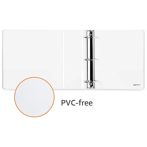 Vista 3 de Amazon Basics Archivadores de 3 argollas de 3 pulgadas, organizador con argollas en D, 2 paquetes, para la escuela, oficina en casa, color blanco