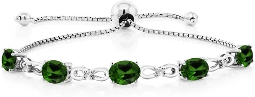 Vista 55 de Gem Stone King Pulsera de tenis de diamantes cultivados en laboratorio con piedra natal de 3-6 quilates para mujer, plata de ley 925, ovalada