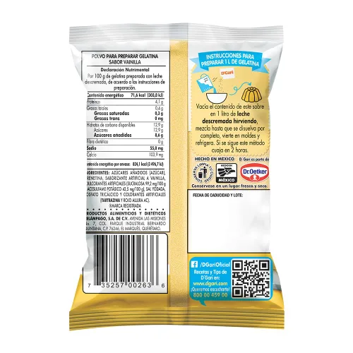 Vista 2 de D'Gari Gelatina Postre Vainilla - Dgari Vainilla paquete de 5 (VAINILLA)