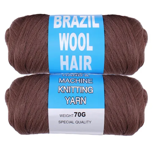 Vista 26 de COOKOO 2 rollos de hilo de lana brasileña color negro natural para cabello trenzado de ganchillo, trenzas, torsión, urdimbres, torsión senegalesa