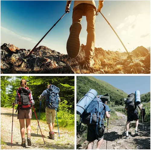 Vista 5 de PATIKIL Clips para bastón de trekking, 8 piezas, accesorios para bastón, conector de hebilla de doble varilla para senderismo al aire libre y camping