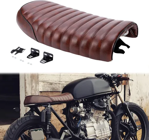 Vista 10 de Sillín universal de motocicleta plano y con joroba Cafe Racer, acolchado, estilo vintage, para KZ400, KZ550, K750, Z650, W650, CB100, CB125, CB175