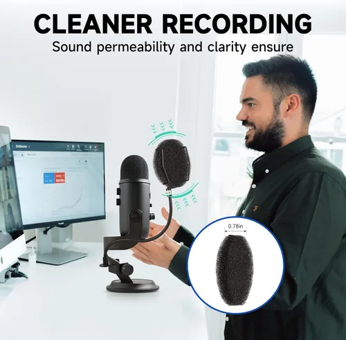 Vista 2 de Filtro pop para micrófono: pantalla de viento pop en capas de esponja con cuello de cisne flexible mejorado de 360°