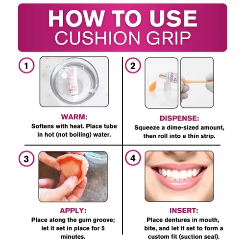 Vista 7 de Cushion Grip Adhesivo termoplástico para dentadura postiza 1 oz