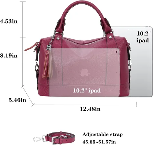 Vista 3 de Heshe - Bolsa de hombro de piel para mujer, con asa superior, bolsa cruzada