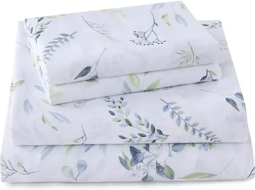 Vista 27 de Yibeizi - Juego de sábanas con estampado floral para cama de tamaño queen, sábanas de microfibra con patrón botánico boho, fundas para almohada