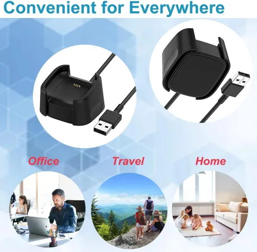 Vista 6 de Cargador para Fitbit Versa 2, cable de soporte de carga USB de repuesto para reloj inteligente Fitbit Versa 2