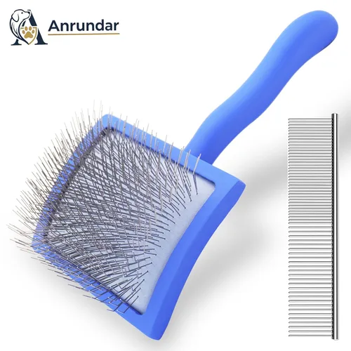 Vista 7 de Cepillo deslizante para perros, kit de aseo dorado para garabatos dorados, cepillos desmenuzadores para Goldendoodles, Labradoodles, Poodles, Azul