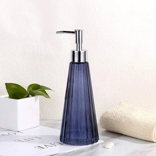 Vista 2 de YunNasi Dispensador de jabón con bomba, dispensador de jabón líquido recargable para encimera de baño, fregadero de cocina (azul)