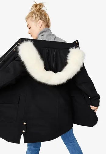 Vista 3 de Ellos Parka de lana con cierre lateral de talla grande para mujer