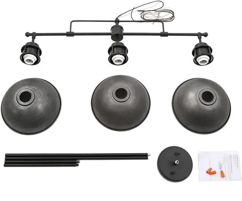 Vista 7 de LOG BARN Candelabros para comedor, iluminación industrial de isla de cocina de 3 luces, lámpara colgante de mesa de billar estilo granja de 35.7