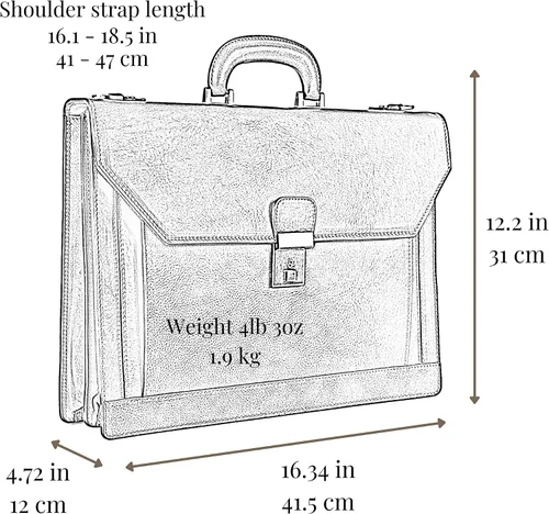 Vista 7 de Time Resistance Maletín de cuero - Bolsa italiana hecha a mano para laptop - Bolsa de trabajo para hombres y mujeres - Adjunta - Bolsa