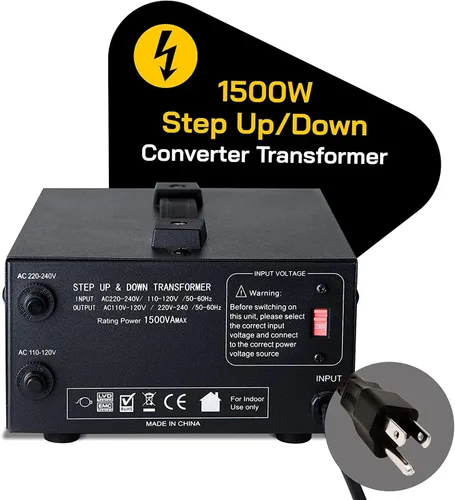 Vista 2 de Transformador de voltaje para aumentar o disminuir la tensión. 110 v/220 v, circuito de bloqueo de protección, de la marca ELC