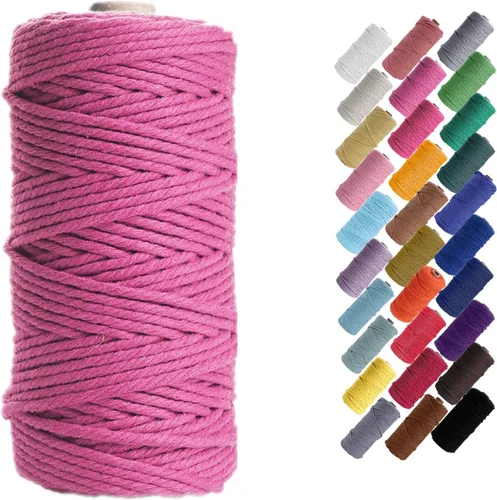Vista 9 de HAPYLY - Cuerda de algodón natural para macramé, 0.118 pulgadas x 109 yardas, cuerda de algodón de colores para manualidades, tejer, colgar plantas