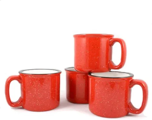 Vista 3 de Taza de cerámica para fogata, 15 onzas, juego de 4 (aguamarina)