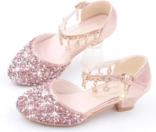 Vista 5 de LFHT - Zapatos de vestir para niñas pequeñas, con lentejuelas y brillantina, zapatos de baile de princesa Mary Jane, sandalias de baile para fiestas