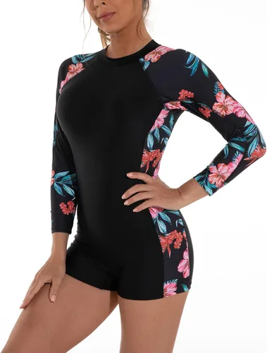 Vista 5 de YATEEN Traje de baño de una pieza de manga larga con protección solar UPF 50+ para mujer