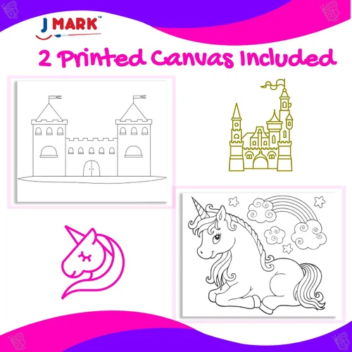 Vista 3 de J MARK Juego de pintura para niños, juego de pintura acrílica todo incluido para niños, suministros de pintura seguros