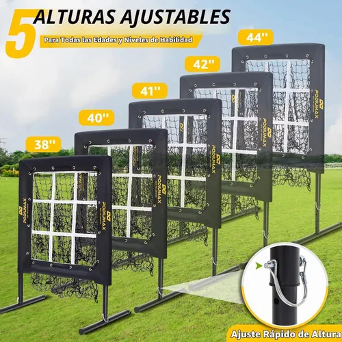 Vista 3 de PodiuMax Baseball Pitching Net, 9 Hole Pitching Net with Strike Zone, 5 Adjustable Heights Baseball Throwing Net for All Ages, Heavey Duty Solo