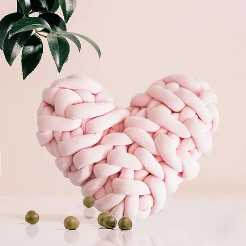 Vista 9 de Almohada anudada nórdica en forma de corazón Almohada decorativa tejida a mano Cojín Cojín Decoración de habitación Aqua