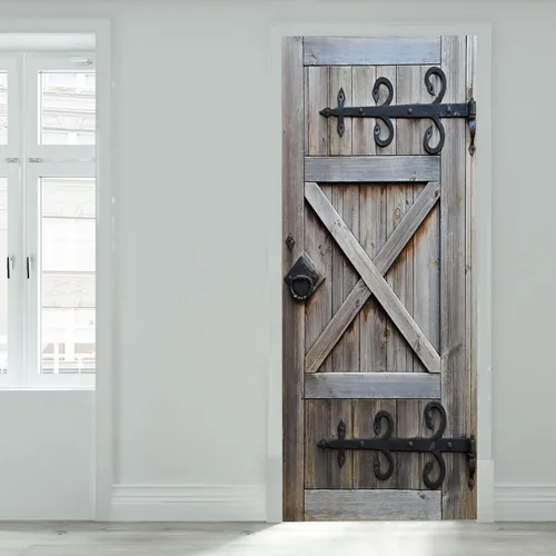 Vista 22 de Artfanke - Adhesivo 3D realista para puerta de grano de madera, despegar y a2087