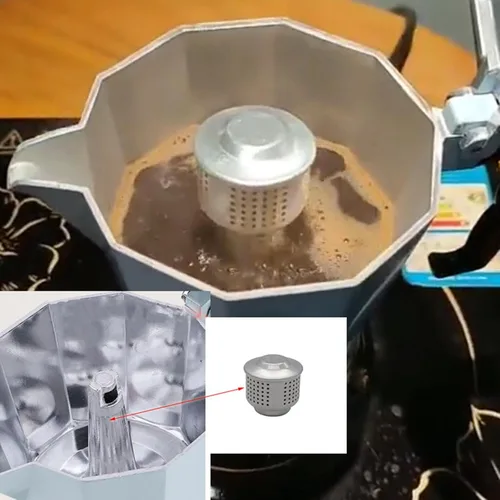 Vista 2 de Fenteer Aluminio Moka Cafetera Cubierta A Prueba De Salpicaduras Cafetera Accesorios De Protección De Salpicaduras Profesional Mano De Trabajo Fino